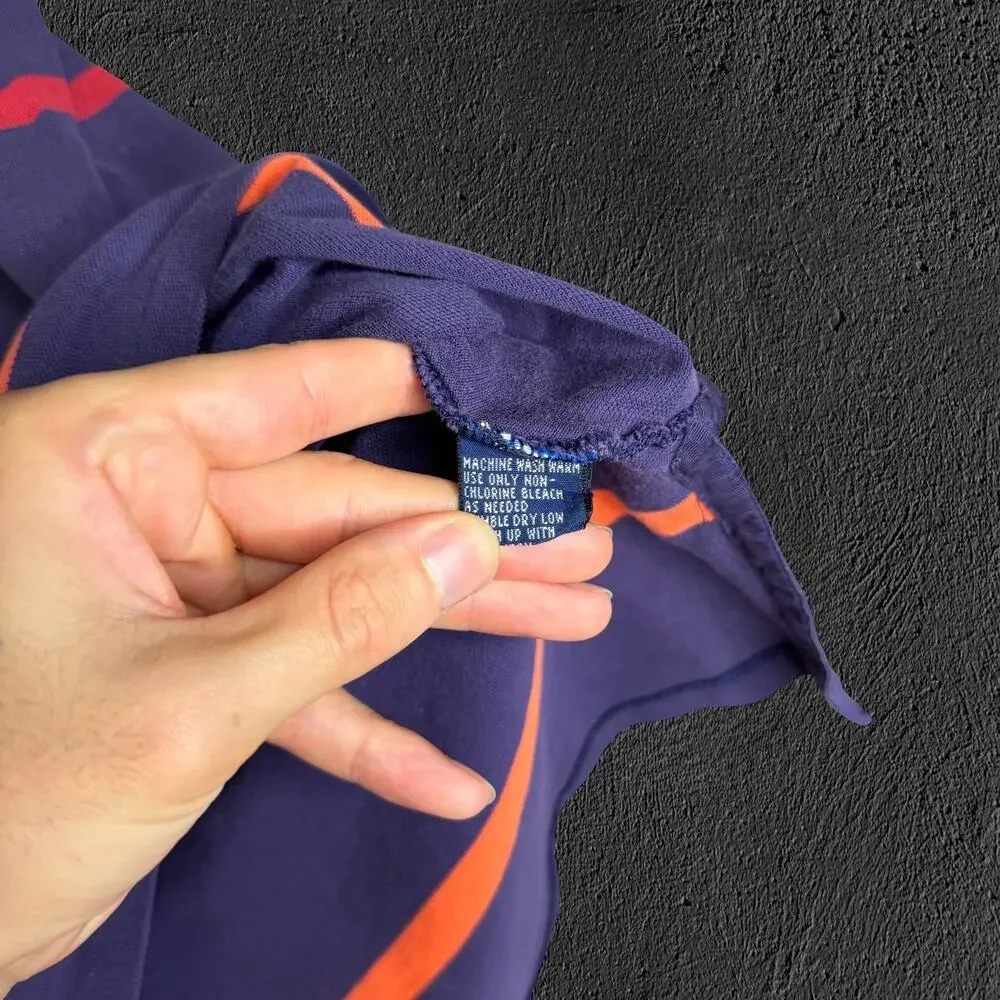 Vintage 90s Polo Ralph Lauren Striped Green/red/orange with blue logo polo